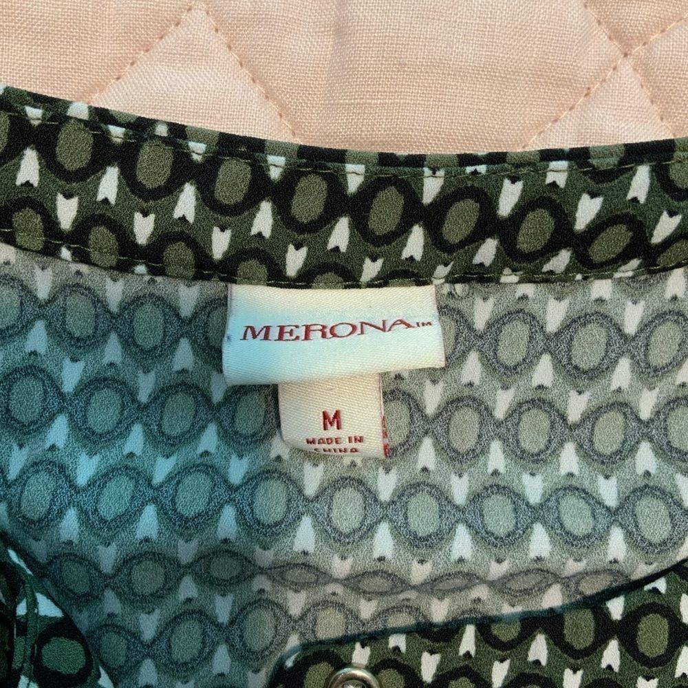 Merona green and white dress size M - Picture 3 of 8